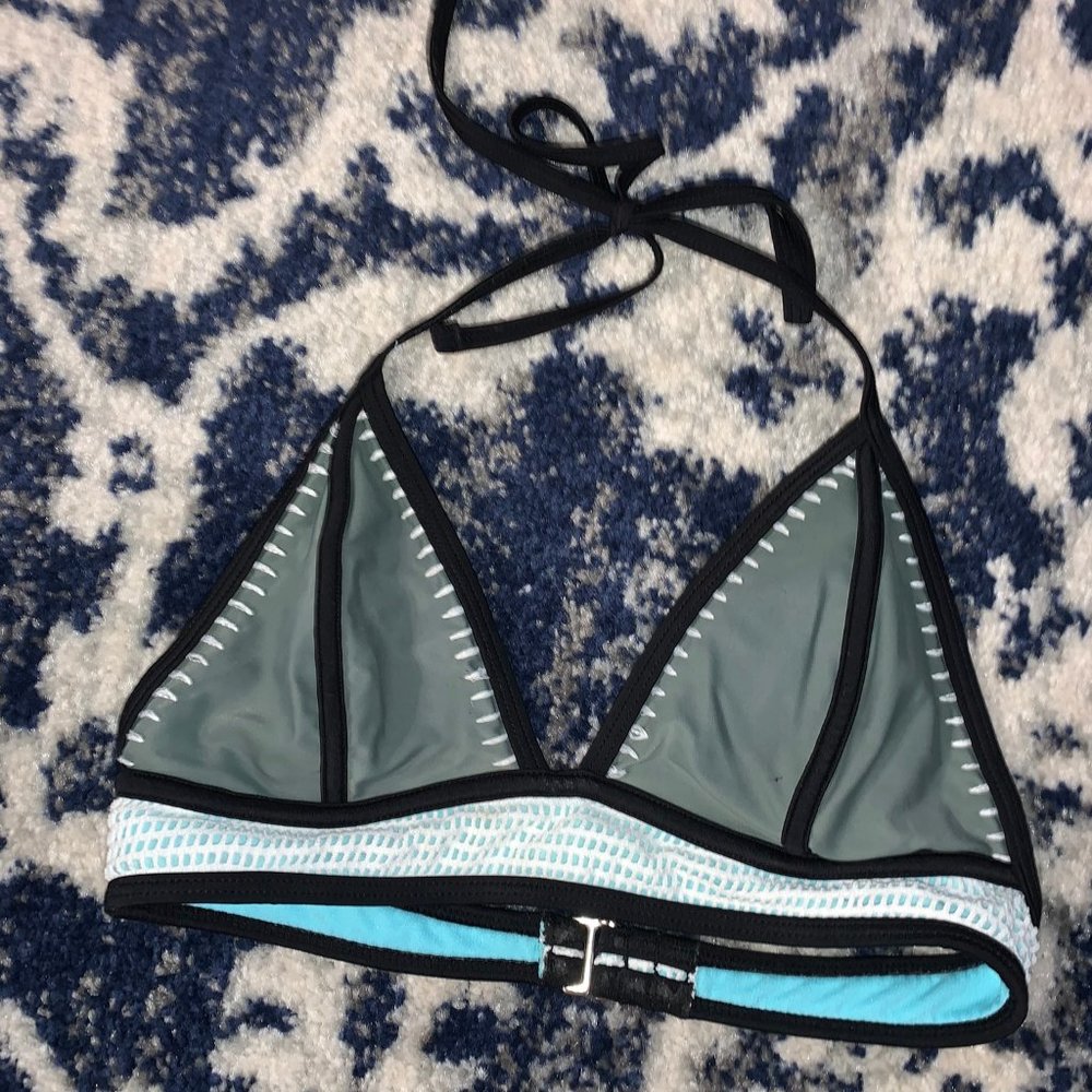 Triangle Color Block and Stitch Bikini Top